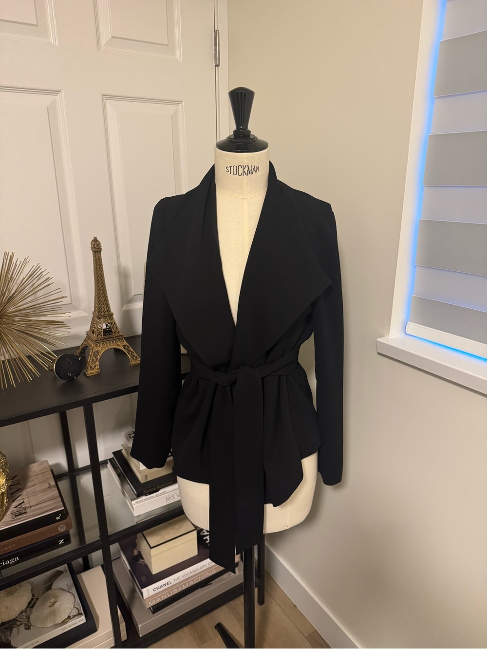 Club Monaco Classic Black Draped Tie-Waist Blazer